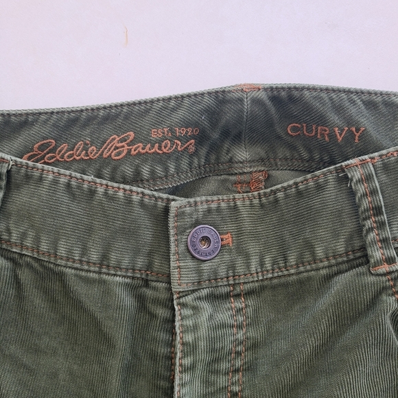 Eddie Bauer Green Corduroy Midrise Pants - Picture 3 of 9